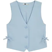 We fashion - Meisjes gilet met strikdetails - Regular fit - Pastelblauw - Maat: 158/164