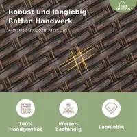 Laura Tuinmeubelset 152x96 cm met 6 Stoelen en Verstelbaar Parasolgat 4-5 cm – Polyrotan Terrasset Weerbestendig en Onderhoudsvriendelijk – Moderne Eettafel Set Buiten –