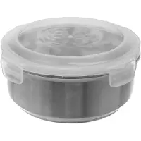 Orion Ronde stalen voedselcontainer met deksel en afsluiting, 1,2 liter.