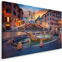 Karo-art Schilderij - De Spaanse Trappen, Rome Italië, Premium Print