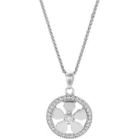 Orphelia ZH-7298 - Hanger Flower n Circle + ketting - Zilver 925 - Zirkonia - 1.3 cm