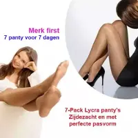 First 7-Pack Lycra panty's Zijdezacht en met perfecte pasvorm | Kleur Zwart 40-44