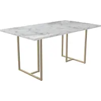DOMUS Astor - Eettafel 160x90 cm 8 plaatsen in Marmerlook Wit (75 x 160 x 90 cm)