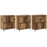 vidaXL Opbergkast 3 pcs Oudhout 60 x 35 x 70 cm