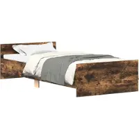 vidaXL Bedframe met hoofdeinde Gerookt eiken Bewerkt hout