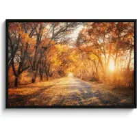 PosterMonkey Poster in lijst - Fotolijst 120x80 cm - Posters - Bos - Herfst - Bomen - Bospad - Natuur - Posterlijst zwart - Decoratie - Wanddecoratie woonkamer - Muurdecoratie slaapkamer