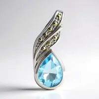 Cavill - Zilveren hanger - 925 Sterling zilver - 2,03 ct hemelsblauwe topaas peervorm - 0,087 ct marcasiet pavé - elegant sieraad