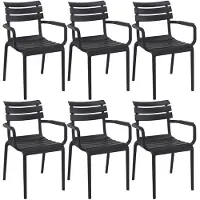 CLP Paris Set van 4 tuinstoelen - armleuningen - stapelbaar - kunststof - zwart