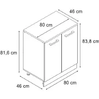 Vicco Uitbreidingskast Rion, Antraciet landhuis/Antraciet, 80 x 46 cm zonder schuine kant met 2 deuren