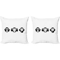 Abakuhaus Decoratieve kussenhoes met aapje, 2 stuks, moderne accenten, dubbelzijdige digitale print, 40x40 cm, antracietgrijs wit