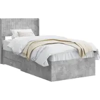 vidaXL Bedframe met opbergruimte en hoofdbord Betongrijs 90 x 190 cm
