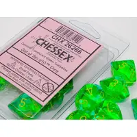 Chessex Gemini Doorschijnend Groen-Teal/Geel Dobbelsteenset (10 stuks)