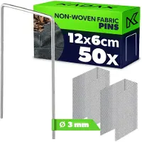Kadax Stalen grondanker, U-vormige ankerharingen, tuinnietjes, bevestigingsharingen, onkruidvlies (50, 6 x 12 cm)