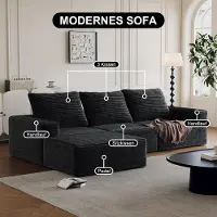 Laura Modulaire Hoekbank Slaapbank L-vorm 150 x 125 x 72 cm – 3-Zits Bankbed zonder Frame met Slaapfunctie, Corduroy Bekleding, Inclusief Kussens, Direct Gebruiksklaar –