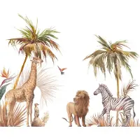 Karo-art 368cm X 280cm - Fotobehang - Safari dieren, premium print, inclusief behanglijm