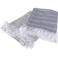Dulaire Plaid Katoen Grijs Gestreept 170 x 130 cm