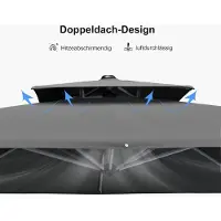 Laura Zweefparasol 300x300 cm XXL – 360° Draaibaar & Kantelbaar met Parasolvoet – UV50+ Waterafstotend Aluminium Tuinparasol met Zwengel – Grijs –