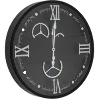 Kolony Industrieel Wandklok Ø 59 cm – Zwart & Zilver – Met Echt Draaiende Tandwielen – Moderne Designklok – Raderklok