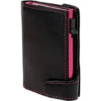 Tony Perotti Furbo Leren RFID Pasjeshouder met Papier-en kleingeldvak Black/Fuchsia