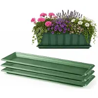 PlasticForte Plantenbak water onder opvangschaal - 3x - groen - rechthoek - 59 x 19 cm - Bloembakken