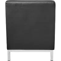 Nicole Bureaustoel Zonder Armleuningen 71,1 x 58,4 x 76,2 cm – Luxe Kunstleren Design Stoel met Verchroomde Basis, Ergonomische Zitcomfort & Duurzame Boxspring Zitting – Zwart