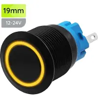 Proride Metalen Pulsschakelaar 12V OFF-(ON) - 19mm - Momentschakelaar - Spatwaterdicht - 12V/24V - LED Indicatie Geel