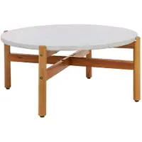 Ebuy24 Salontafel Naturel/Wit - Acaciahout & Steen - 84,5x84,5x38,5 cm - Salontafel Terracina -