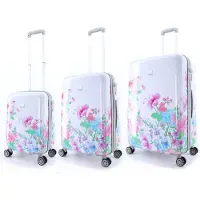 Elle Kofferset 3 Delig - Reiskoffer Set - Harde Kofferset - Trolleyset ? Bouquet - Wit - Wit / Set