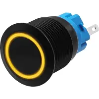 Proride Metalen Pulsschakelaar 220V OFF-(ON) - 19mm - Momentschakelaar - Spatwaterdicht - LED Indicatie Geel