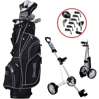 Spalding True Black Complete Golfset met Golftrolley - Golfset Heren - Graphite - Rechtshandig