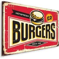 Karo-art Schilderij - Reclame, Burgers, Hot & Fresh, Premium Print