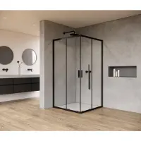 Marenza Casus Douchecabine - 90x90x200cm - hoekinstap - helder glas - profiel - mat zwart