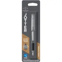 Parker Jotter vulpen | Roestvrij staal met chromen afwerking | Medium penpunt | Blauwe inkt