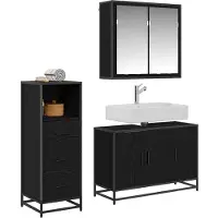 vidaXL Badkamermeubel Set 3 st Zwart Eiken 90 x 33 x 60 cm