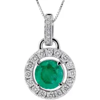Orphelia HD-4213/EM - Hanger - Goud 18 kt - Diamant 0.31 ct / Smaragd 0.93 ct - 1.8 cm