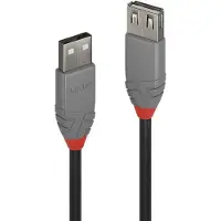 Lindy USB-kabel USB 2.0 USB-A stekker, USB-A bus 3.00 m Zwart, Grijs 36704