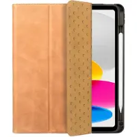 Rosso Elite Hoes Geschikt voor Apple iPad 11 (2025) A16 / 10.9 (2022) - 2-in-1 Echt Leer Book Case en Back Cover - Magnetisch Uitneembaar Hoesje - Beschermhoes Lichtbruin