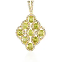 Cavill - Zilveren hanger met 9 Ovale Sfeen 1,613 ct en 102 Zirkonen 0,689 ct - 925 Sterling Zilver Verguld - Briljant geslepen, Madagaskar Edelsteen
