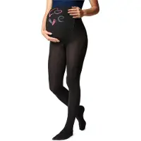 Be Mammy Dames Panty - Zwangerschapspanty - 150 DEN - Medium gloss - Katoen - BE-GI-1122 - Zwart Patroon-003 - S
