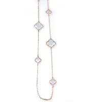 Sophie model Fiori gesloten klavers collier in zilver roze verguld lichtblauwe klavers