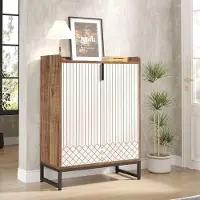 Tribesigns - Praktisch Schoenenrek - Schoenenrek met 6 Niveaus - Schoenenkast - Schoenenrek Metaal Modern - Metaal - 73 x 35 x 105cm - Wit en Bruin