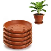 PlasticForte plantenpot onder schotel / opvang schaal - 5x - terracotta - dia 26 cm - Kunststof - voor een pot met dia 30/35 cm