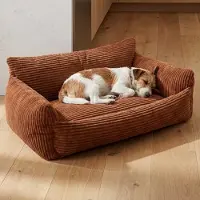 Emob Hondenbed Punch - 85x66x29cm - Ribfluweel - Terracotta - - Huisdieren - Terracotta - Stof; Velours