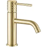 REA Lungo - Wastafelkraan - Geborsteld Goud - Low - 10X5X19Cm