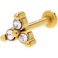 Lucardi - Dames Stalen goldplated helixpiercing met kristal - Piercing - Staal - Goudkleurig