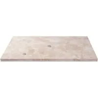 Saniclass Travertine Topblad - 80x46cm - 1 kraangat - 1 sifon-uitsparing - gemeleerd natuursteen