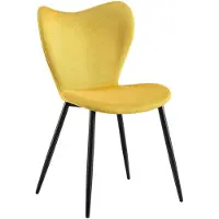 CLP Maika Eetkamerstoel - klassiek - keukenstoel - met rugleuning en zwart metalen frame - maximaal 150 kg - Stof/geel