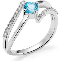 Orphelia RD-3259/58 - Ring - 18 Karaat Witgoud - Diamant 0.15 ct / Topaas 0.50 ct