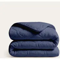 HappyBed Dekbed zonder overtrek 260x220 - Bedrukt dekbed zonder hoes - Hoesloos Dekbed met Print - Wasbaar All Year - Extra breed - Dark blue