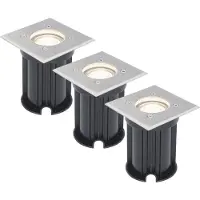 HOFTRONIC™ Set van 3 grondspots RVS vierkant 4000K GU10 IP65 waterdicht 3 jaar garantie dimbaar Grondspot buiten 230V